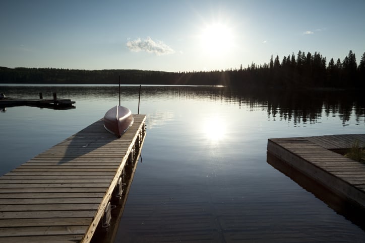 Canoe resting on a dock