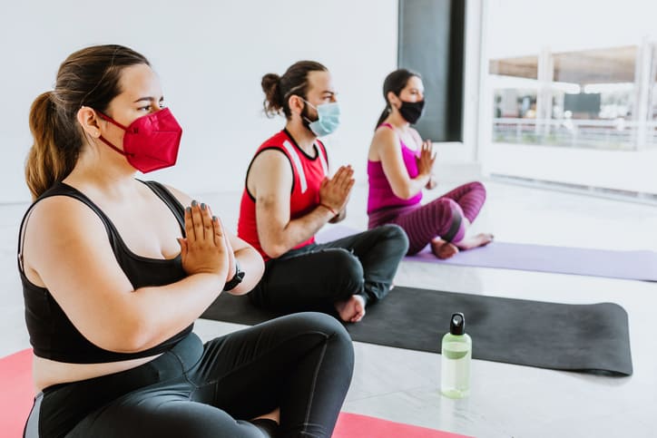Group of hispanic people wearing face mask