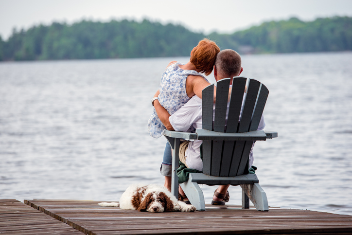 Couple on Dock with Dog